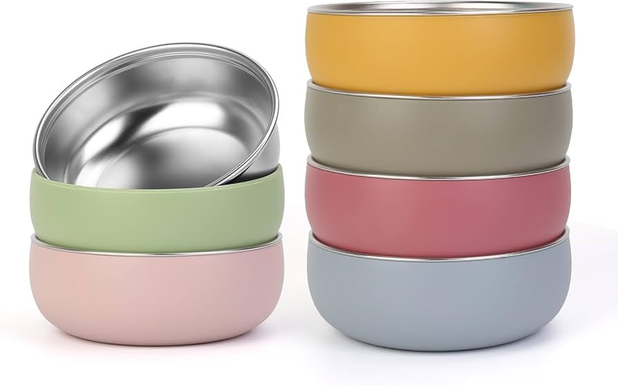 ShineMe Stainless Steel Bowls, 6 pack Snack Containers with Removable Colorful Silicone Sleeves, ... | Amazon (US)