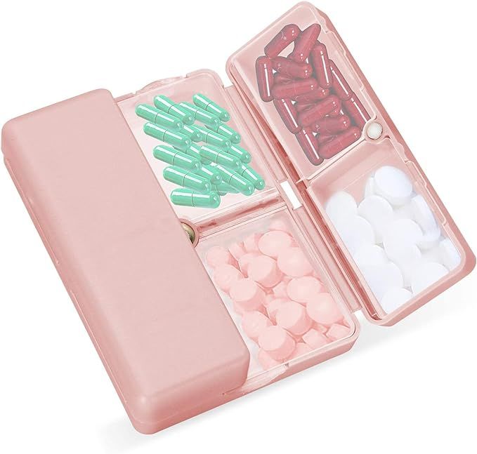 Daily Pill Organizer, 7 Compartments Portable Pill Case Travel Pill Organizer,[Folding Design]Pil... | Amazon (US)