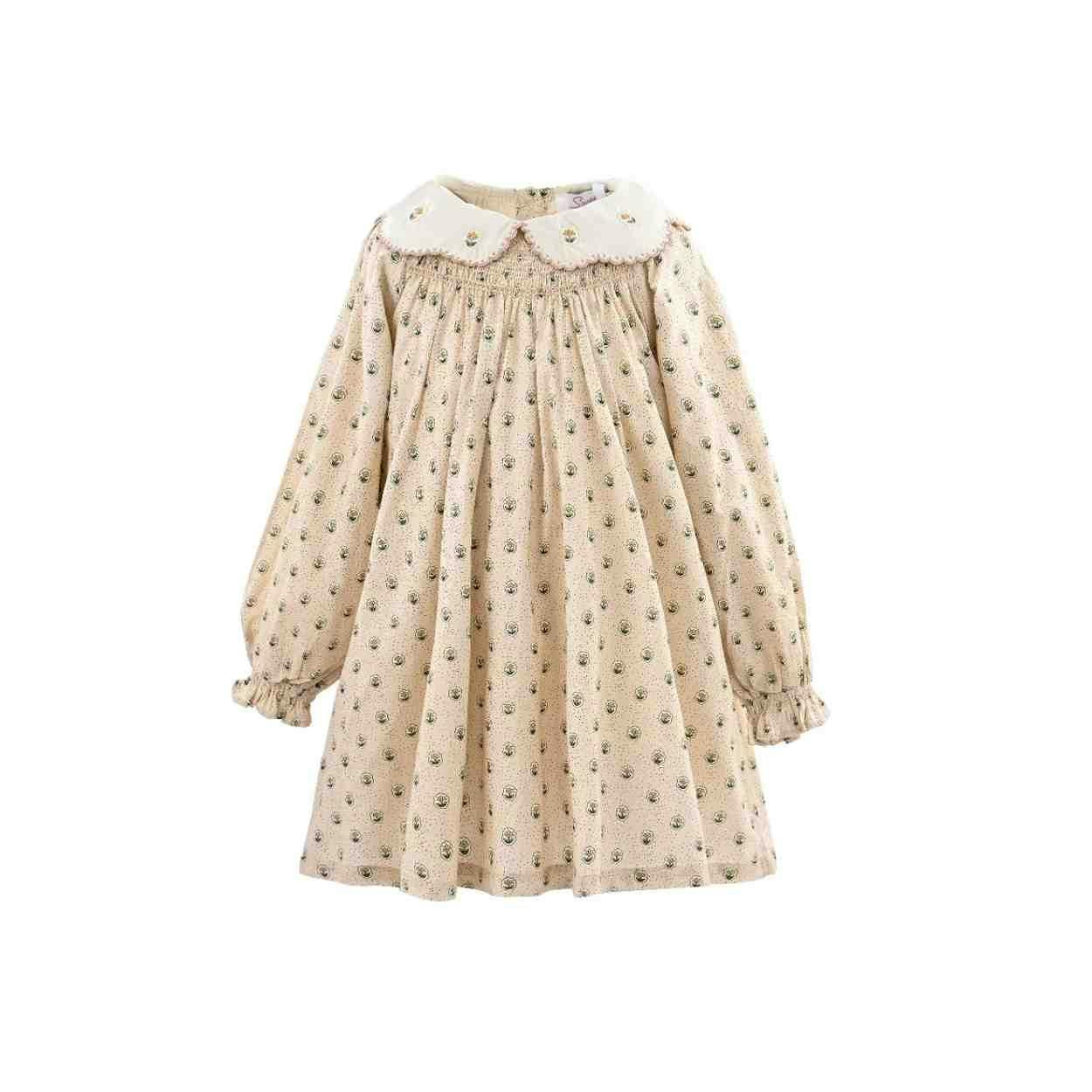 Beige Floral Smocked Dress Beige / 5y | Maisonette