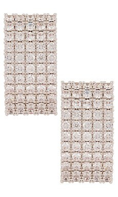 self-portrait Crystal Chainmail Earrings in Silver from Revolve.com | Revolve Clothing (Global)