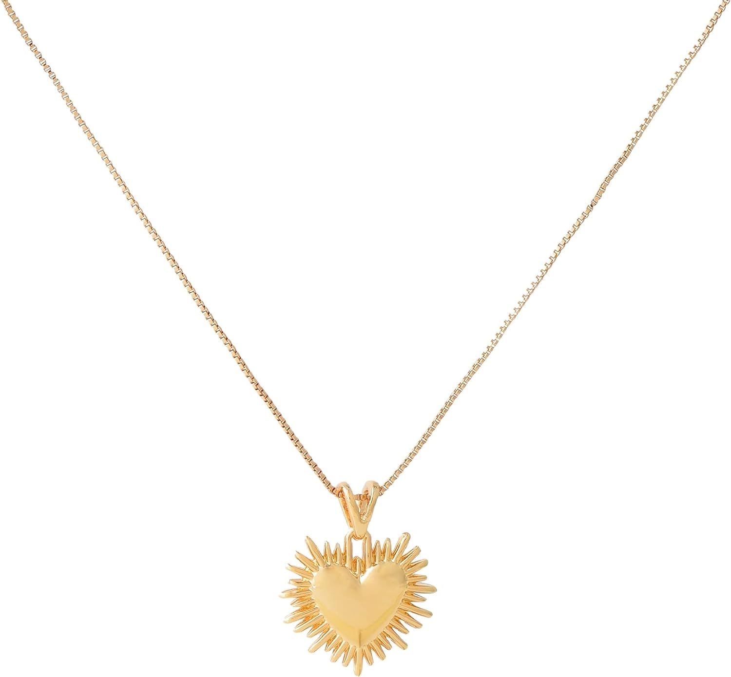 ALLISON ROSE ATELIER - Heart Pendant Necklace - Elegant 14k Gold Plated Puffy Spike Heart Charm N... | Amazon (US)