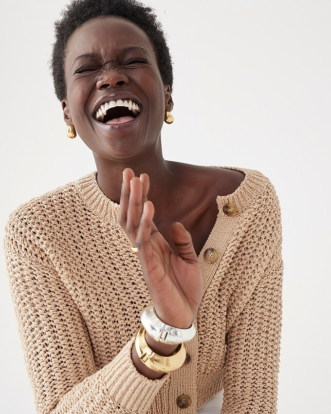 Cropped cardigan sweater in textured pointelle | J. Crew US