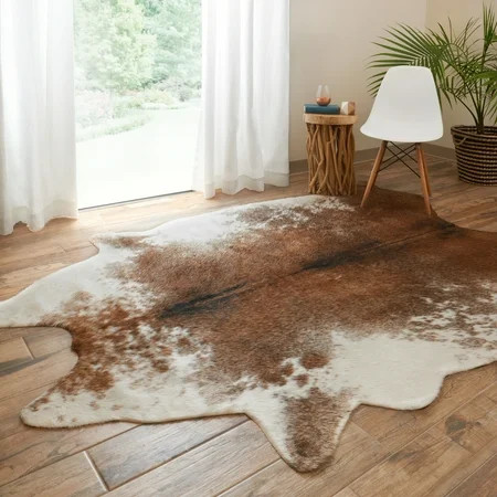 Pine Canopy De Soto Faux Rawhide Coffee/ Ivory Area Rug - 3'10 x 5' | Walmart (US)