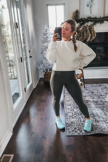 Love these leggings for working out as they’re thick but breathable!! Both leggings and sweater on sale! M in both 🫶🏻
Sweater code: CYBERAF
leggings no code needed 

#LTKCyberWeek