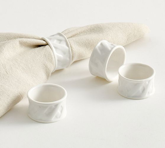 Monique Lhuillier Skylar Napkin Rings - Set of 4 | Pottery Barn (US)