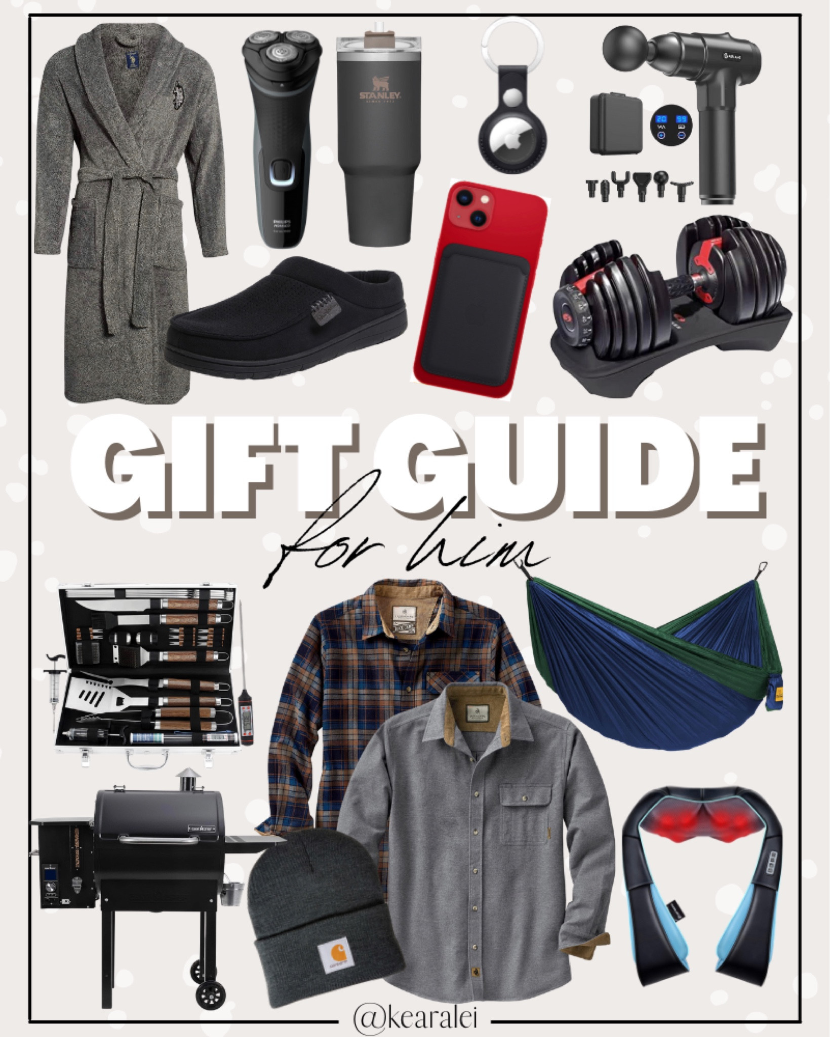 Christmas gifts for him, gift guide for men, men’s holiday gift ideas Black Friday deals | Stanley cup, plush robe, electric razor, dearfoam slippers, Apple wallet air tags, massage gun, bowflex adjustable dumbbells weights, grill set, camp chef pellet smoker, men’s button up flannel plaid shirts, Carhartt beanie, camping hammock, heat neck back massager || husband, boyfriend, dad uncle grandpa teenage son boy brother father in law in-laws
.
.

Midi Dress, Wedding Guest Dresses, Travel, Booties, skinny Jeans, Candles, Earth Tones, Puffer Jackets, Work blazers, Heels, cowboy boots, Concert Outfits, Teacher Outfits, Bedroom Furniture, Living Room Furniture, Work Wear, Business Casual, Maternity, Wedding, Wall Art, Maxi Dresses, Sweaters, Fleece Pullovers, button-downs, Oversized Sweatshirts, Jeans, High Waisted Leggings, dress, amazon dress, joggers, home office, dining room, amazon home, bridesmaid dresses, Cocktail Dresses, Summer Fashion, leather jacket, throw pillows, table decor, Fitness Wear, Activewear, Amazon Deals, shacket, Plaid Shirt Jackets, Walmart Finds, curtains, slippers, apple watch bands, lounge set, golden goose, white sneakers, Target style, Date Night Outfits, Amazon finds, Home decor, Walmart, Amazon Fashion, SheIn, Kitchen decor, Mom jeans, Mirror, swim, shorts, sandals, sunglasses, Abercrombie

#LTKSeasonal #LTKunder50 #LTKsalealert