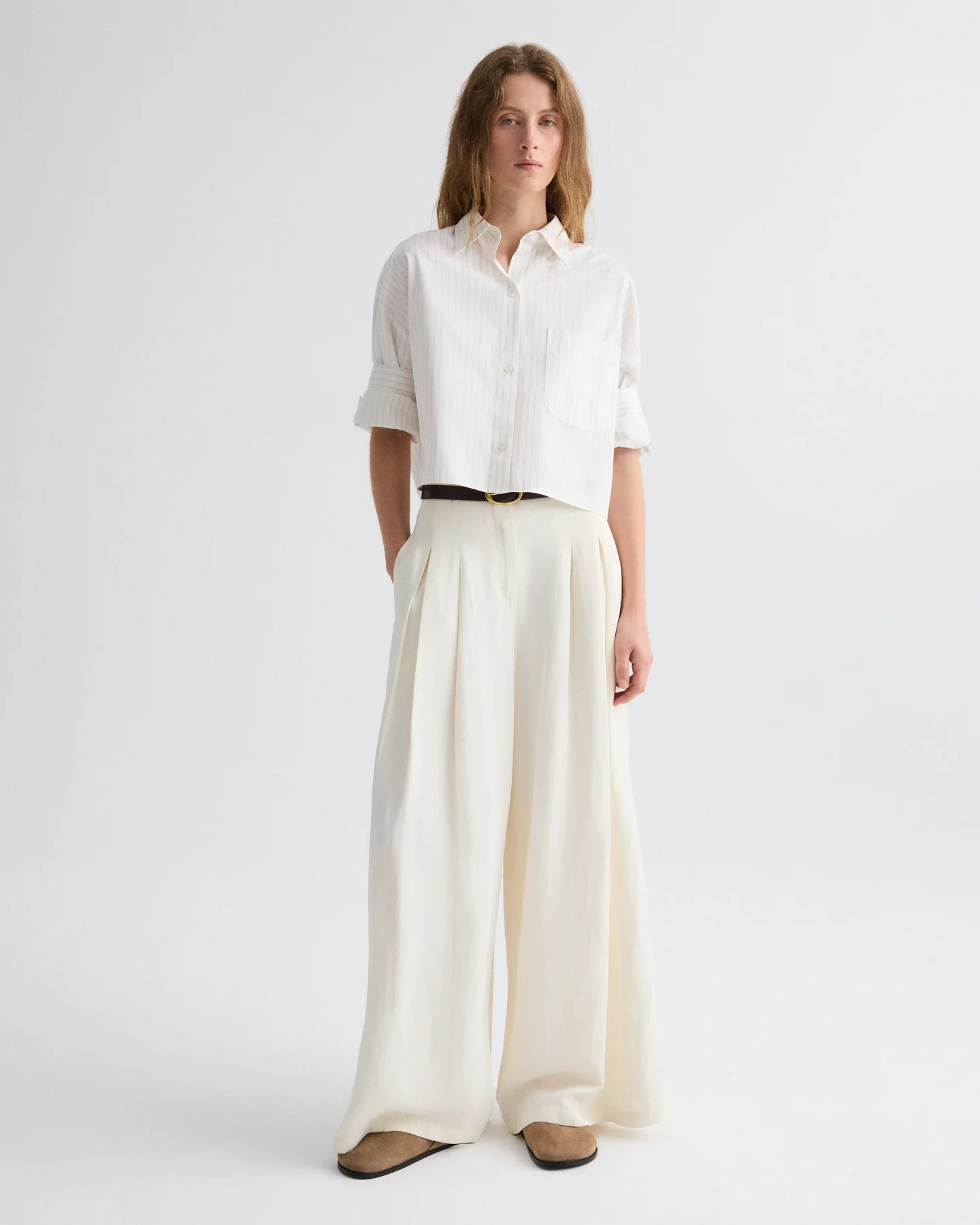 Drew Pant in Coated Viscose Linen | TWP