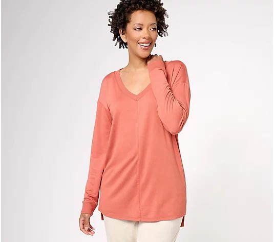 Girl With Curves Luxe French Terry Long Sleeve Sweatshirt - QVC.com | QVC
