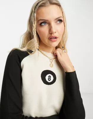 Daisy Street crop knitted jumper with 8 ball grpahic | ASOS (Global)