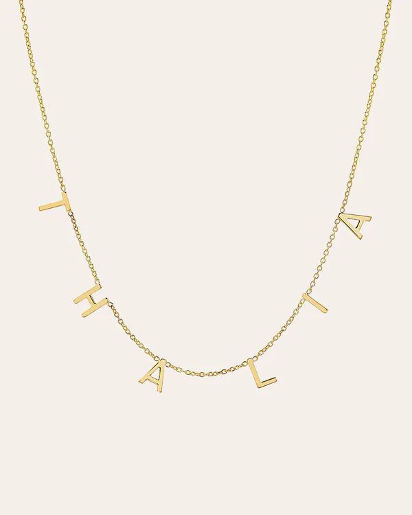14k Gold Mini Spaced Initial Necklace | Zoe Lev Jewelry