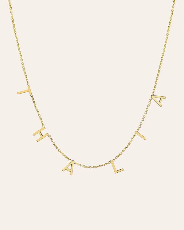 14k Gold Mini Spaced Initial Necklace | Zoe Lev Jewelry