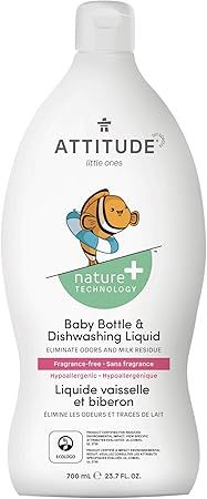 ATTITUDE Liquid Dish Soap for Baby Products, Tough on Milk Residue, Hypoallergenic Plant- and Min... | Amazon (US)