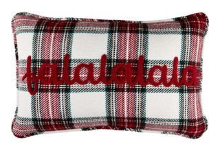 CANVAS Christmas Decoration Plaid 'FaLaLaLaLa' Cushion, Red & White, 14 x 22-in | Canadian Tire