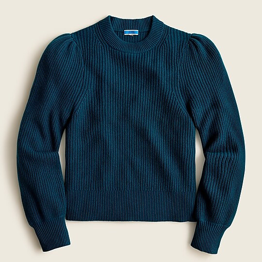 Cashmere puff-sleeve mockneck sweater | J. Crew US