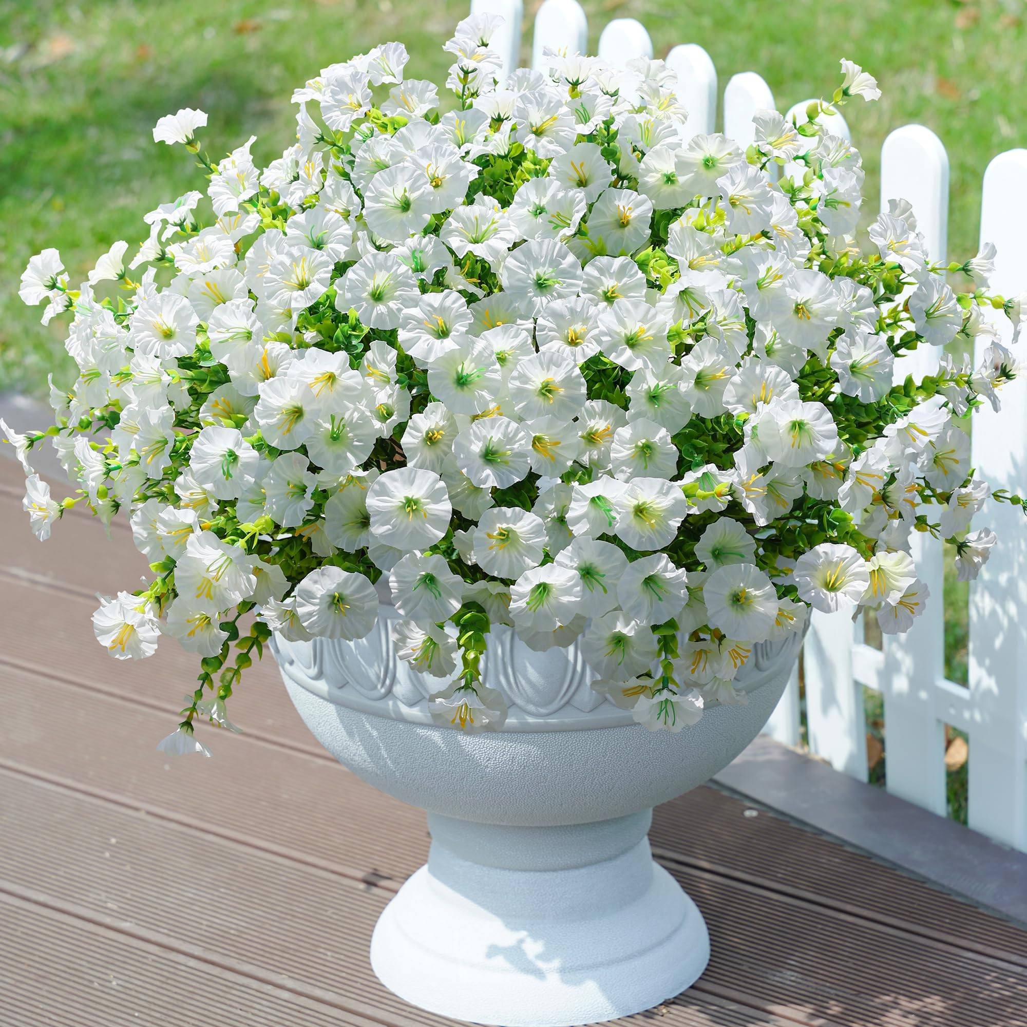 Artificial Flowers Fake Plants for Outdoors Decoration, 12 Bundles White Silk Morning Glory with ... | Amazon (US)