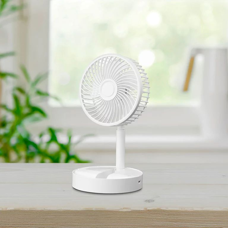 Mainstays 6 inch Personal Rechargeable USB Foldable Fan with 3 speeds White | Walmart (US)