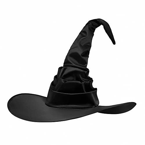 UTTPLL Halloween-Witch-Costume-Accessory-Cosplay Womens Ruched Witches Hats Wizard Headwear Girls Wide Brim Pointed Hat Magic Party Christmas Masquerade Carnivals Black | Amazon (US)