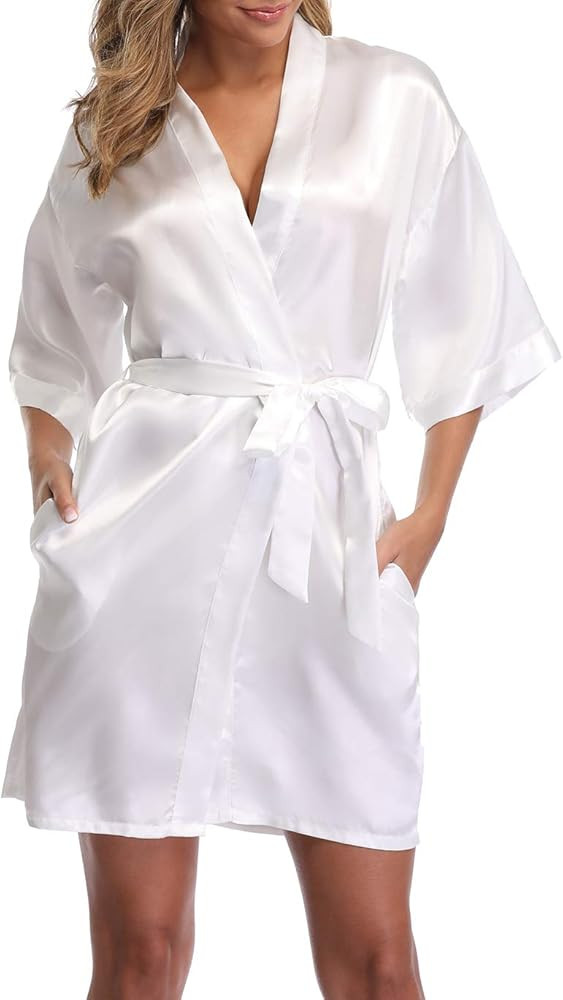 ABC-STAR Womens Short Satin Kimono Robe for Wedding Bridal Party Bridesmaid Robe | Amazon (US)