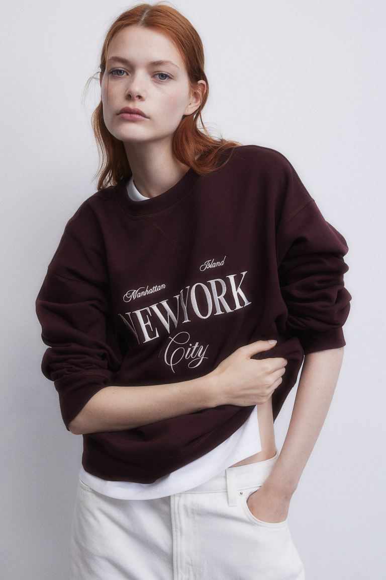 Sweatshirt - Burgundy/New York - Ladies | H&M US | H&M (US + CA)