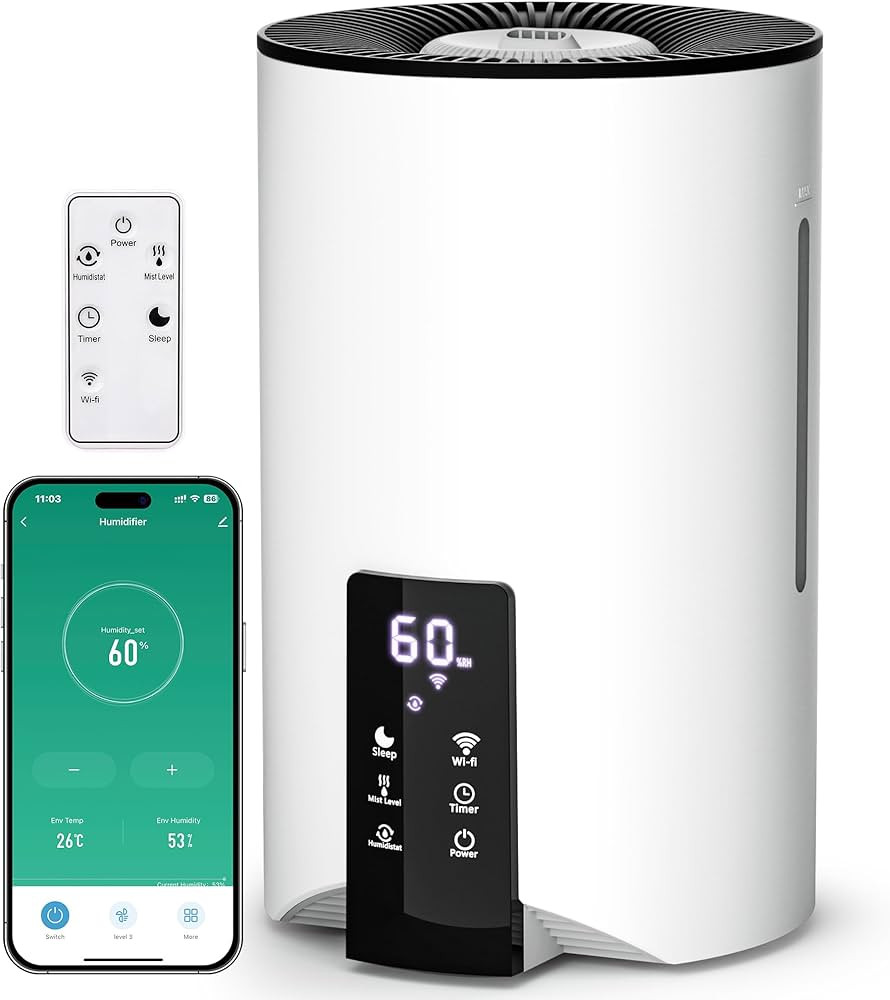Humidifiers for Bedroom Large Room Home, 4L Cool Mist Humidifier for Smart App & Voice Control, F... | Amazon (US)