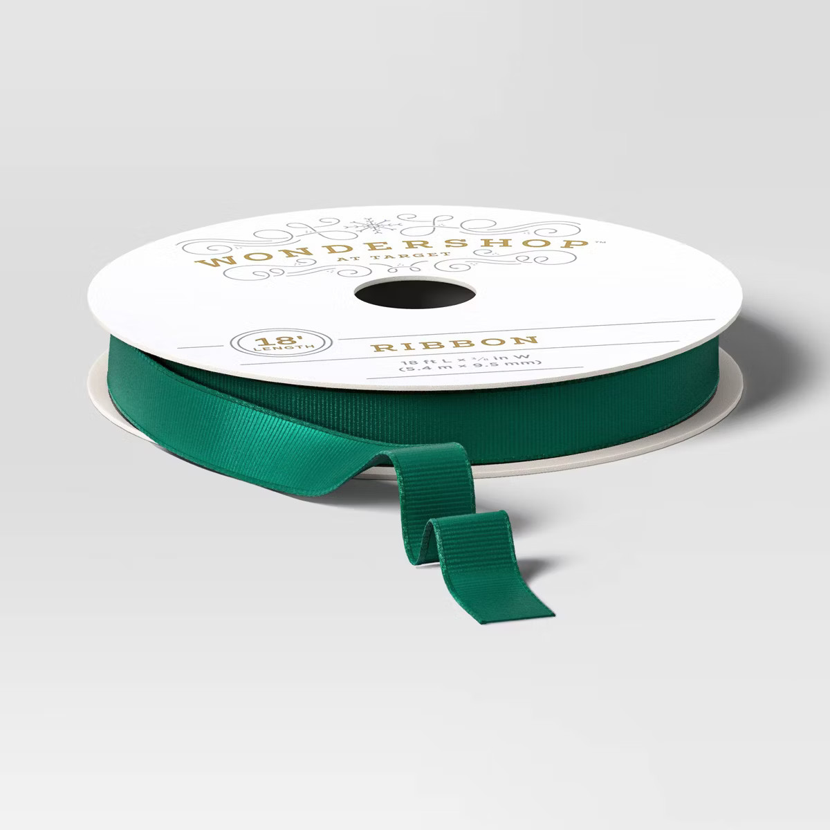 18' Christmas Fabric Ribbon Green Grosgrain - Wondershop™ | Target
