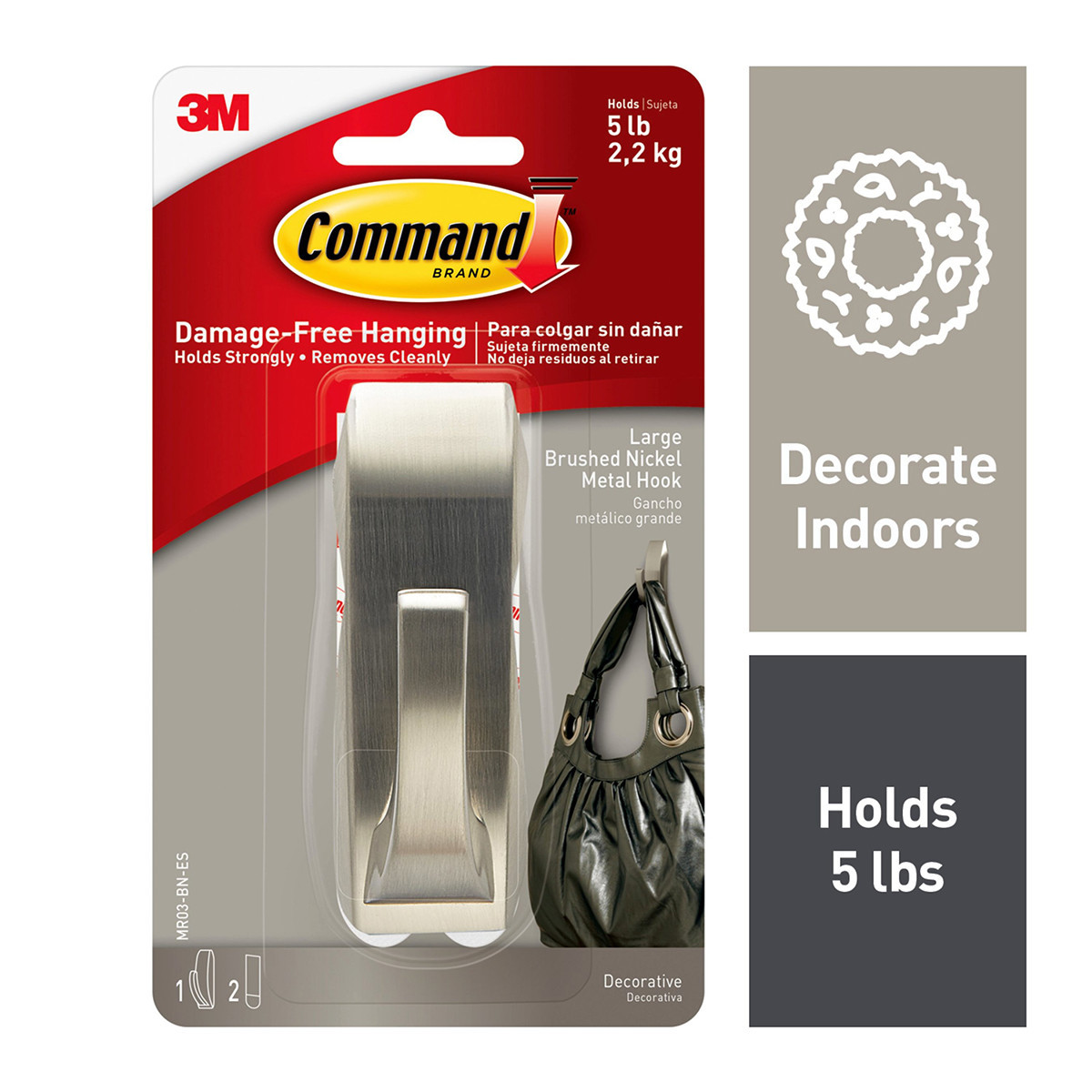 Command Adhesive Nickel Modern Hooks | The Container Store
