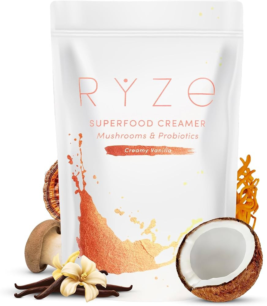 RYZE SUPERFOODS Probiotic Coffee Creamer with 6 Organic Adaptogenic Mushrooms & Probiotics for En... | Amazon (US)