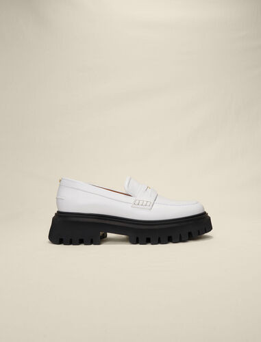 Leather platform loafers | Maje US