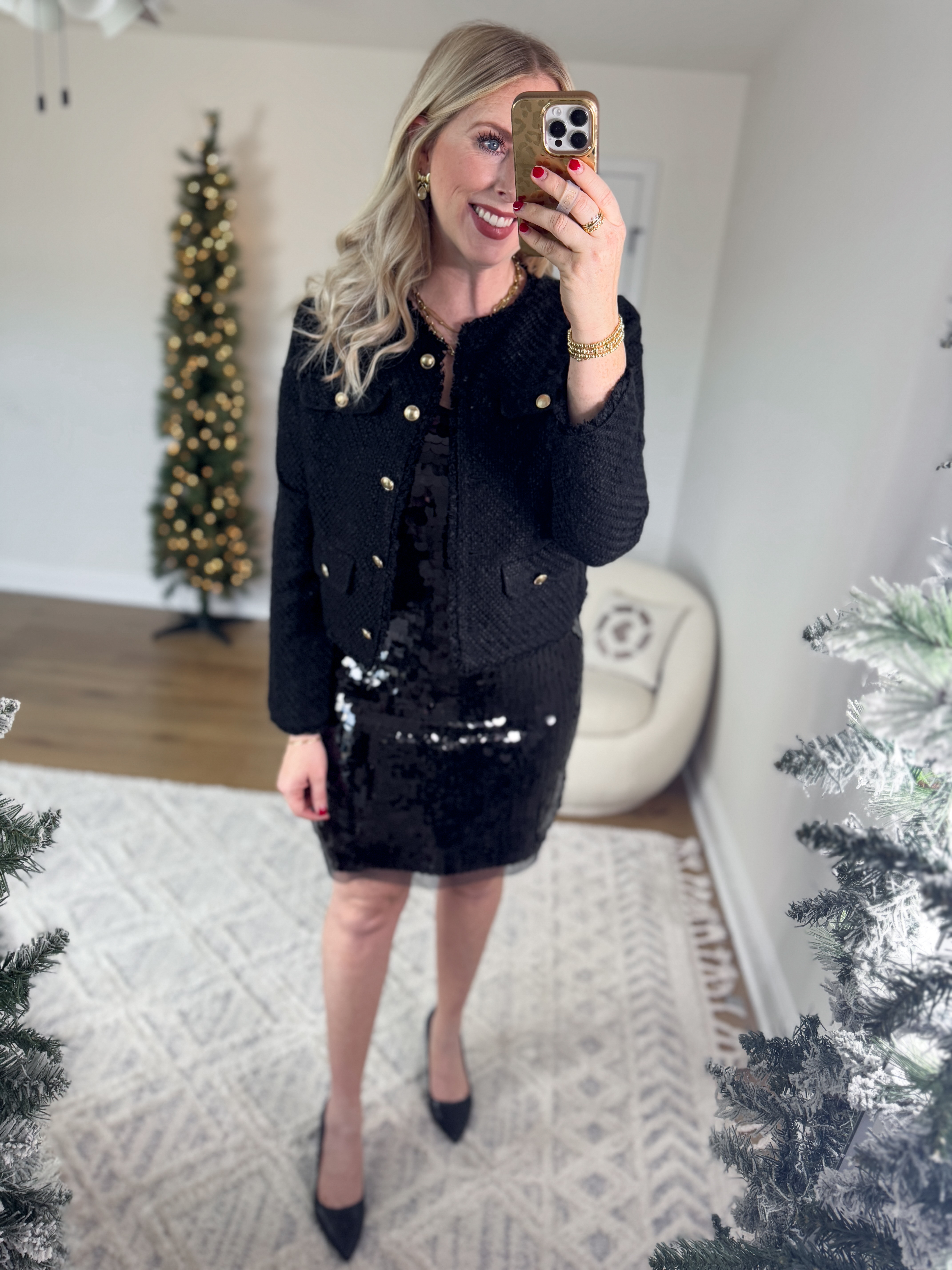 Daily try on, Walmart outfit, Walmart fashion, Walmart try on, workwear, sequin dress, tweed jacket, free assembly 

Medium in both!

#LTKFindsUnder50 #LTKHoliday #LTKSeasonal