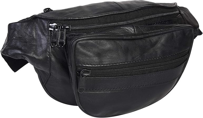 Leatherboss Genuine Leather Designer fanny Pack Holder, Black | Amazon (US)