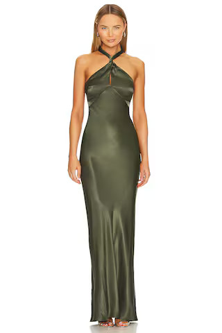 Shona Joy La Lune High Neck Twist Maxi Dress in Forest from Revolve.com | Revolve Clothing (Global)