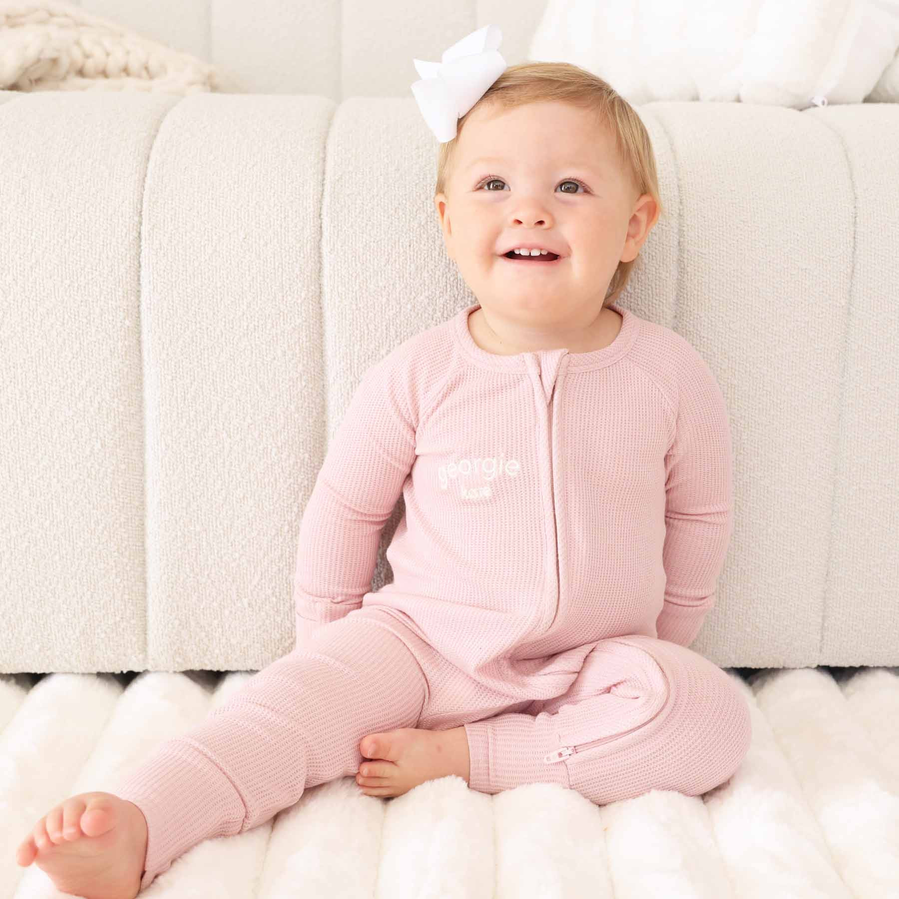 Embroidered Bamboo Waffle Convertible Zip Romper | Lotus | Caden Lane