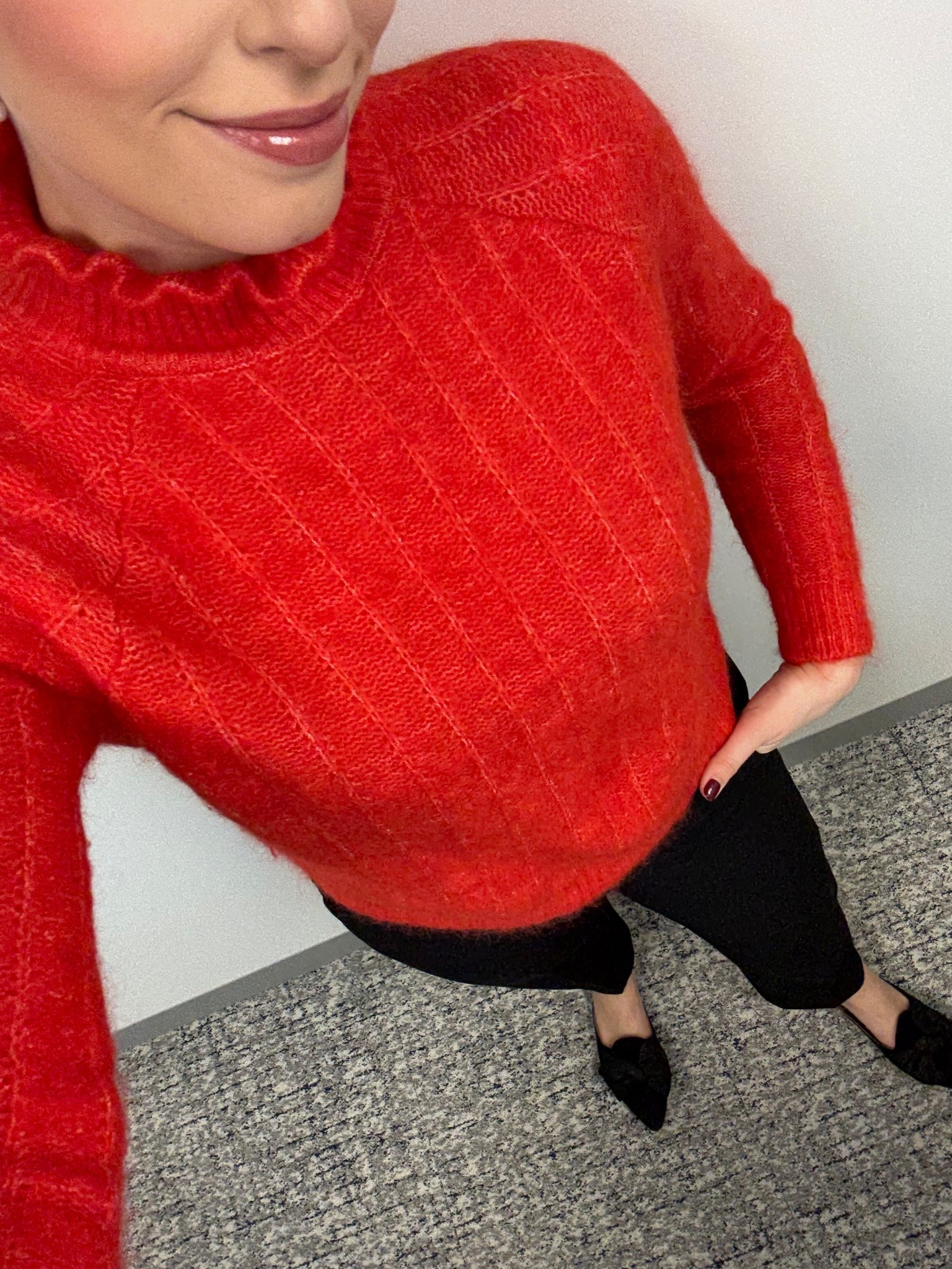 Office style, office outfit, business casual, winter workwear, winter workwear style, lawyer, attorney, corporate style, corporate girl, red sweater, Sezane, high waisted work pants

#LTKSeasonal #LTKTall #LTKWorkwear