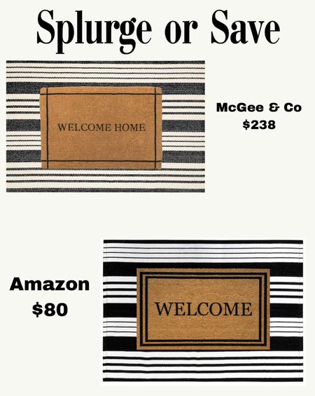 Splurge or Save on layered porch rugs!  I love both options.  The door mat from Amazon is customizable.  You can add “welcome” or your name to the mat. 




#LTKstyletip #LTKhome #LTKSeasonal