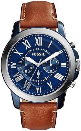 Fossil Men's Grant Quartz Stainless Steel and Leather Chronograph Watch | Amazon (US)