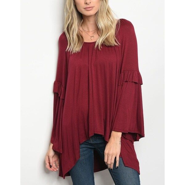 JED Women's Comfy Fit Double Bell Sleeve Tunic Top | Bed Bath & Beyond