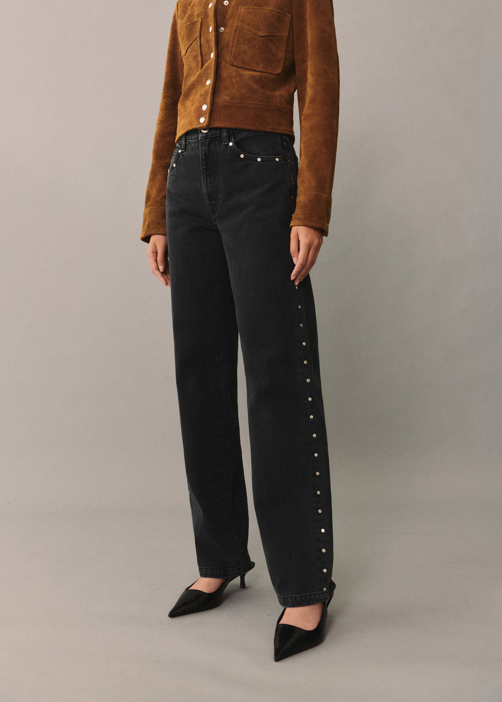 Billie straight-fit jeans with studs | MANGO (US)