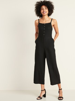 Square-Neck Linen-Blend Cami Jumpsuit for Women | Old Navy (US)