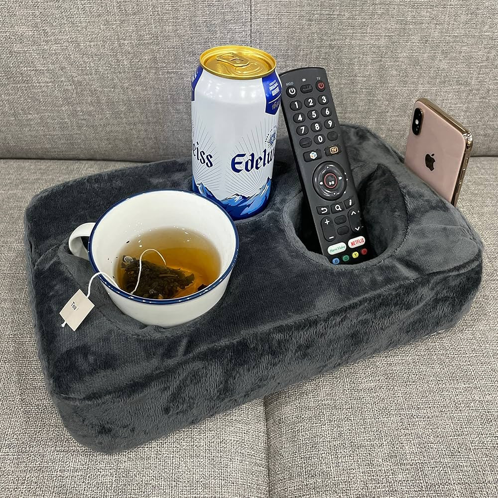 Couch Cup Holder Pillow, Couch Drinks Remotes Holder for Center of Couch, for Sofa, Bed, RV, Car ... | Amazon (US)