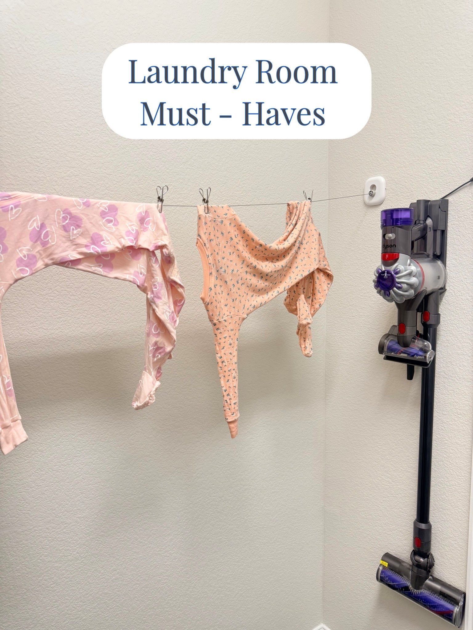 Laundry room must-haves that make everyday life feel just a little more put together 🧺✨

From aesthetic storage that actually keeps things organized to the little upgrades that save time (and sanity) — these are the pieces I can’t live without.

•retractable clothes liner 
•Dyson 


#LTKdayinmylife #LTKKids #LTKmomlife