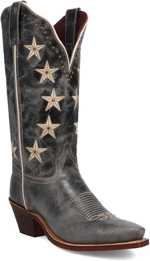 Laredo Womens Serenade Patriotic Snip Toe Pull On Casual Boots Mid Calf Low Heel 1-2" - Blue | Amazon (US)