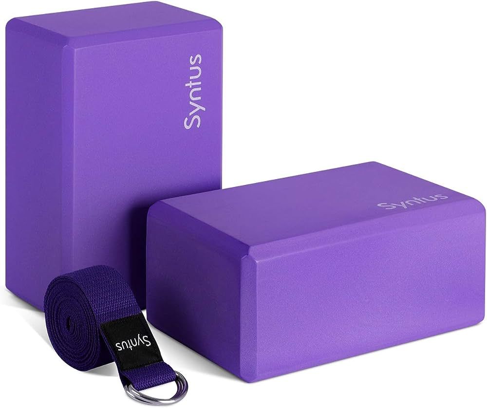 Syntus Yoga Block and Yoga Strap Set, 2 EVA Foam Soft Non-Slip Yoga Blocks 9×6×4 inches, 8FT Me... | Amazon (US)