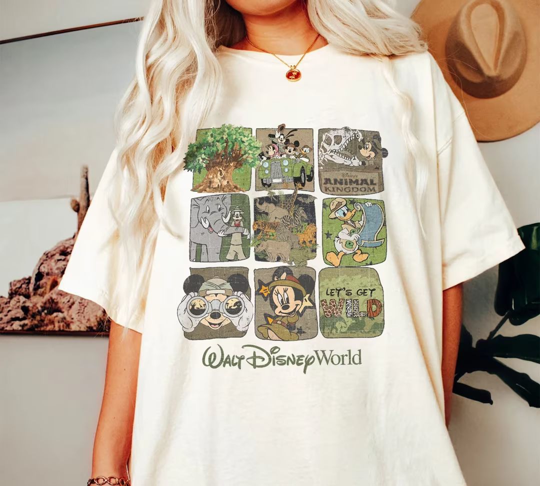 Retro Disney Animal Kingdom Mickey and Friends Comfort Colors | Disney Wild Shirt | Vintage Safar... | Etsy (US)