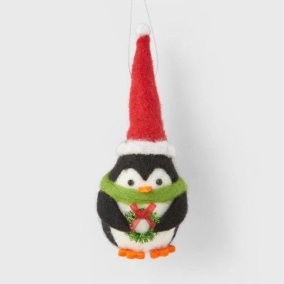 Boiled Wool Penguin with Wreath Christmas Tree Ornament - Wondershop™ | Target