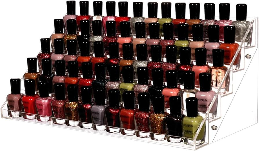 Cq acrylic Nail Polish Holder Organizer Clear Acrylic Nail Polish Tray Fingernail Polish Display ... | Amazon (US)