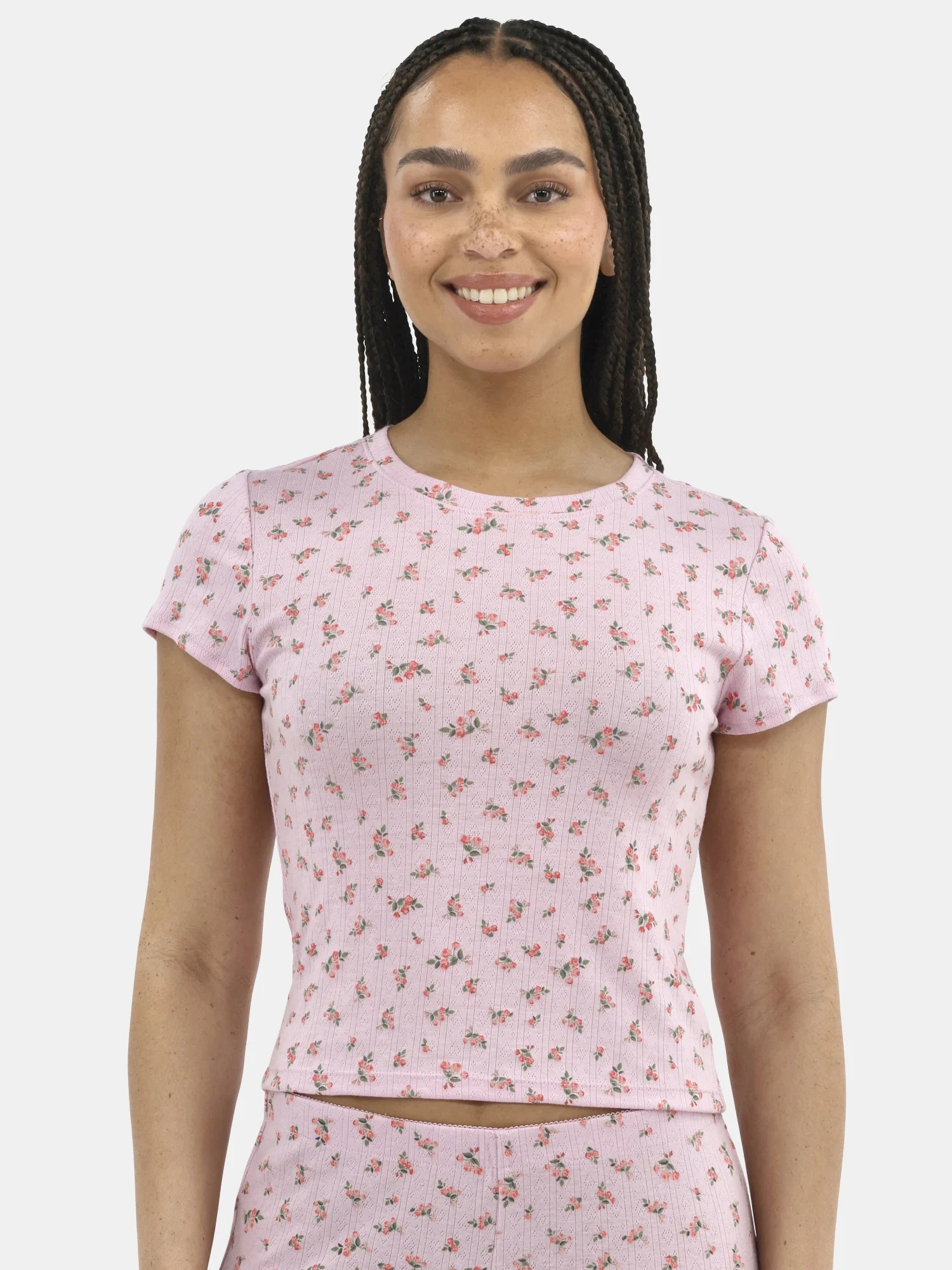 No Boundaries Sleepwear Pointelle Baby Tee, Women's, Sizes XS-XXL | Walmart (US)
