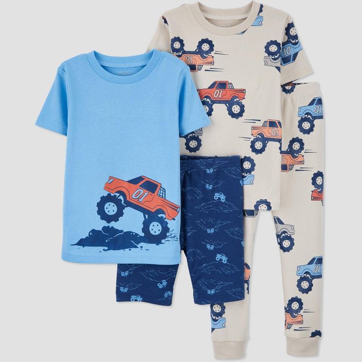 Carter's Just One You®️ Toddler Boys' 4pc Monster Truck Snug Fit Pajama Set - Beige | Target