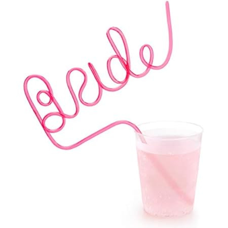 Large Bride Straw Bachelorette Party Decorations 11PCS Plastic Smoothie Straws Diamond Ring Straws B | Amazon (US)