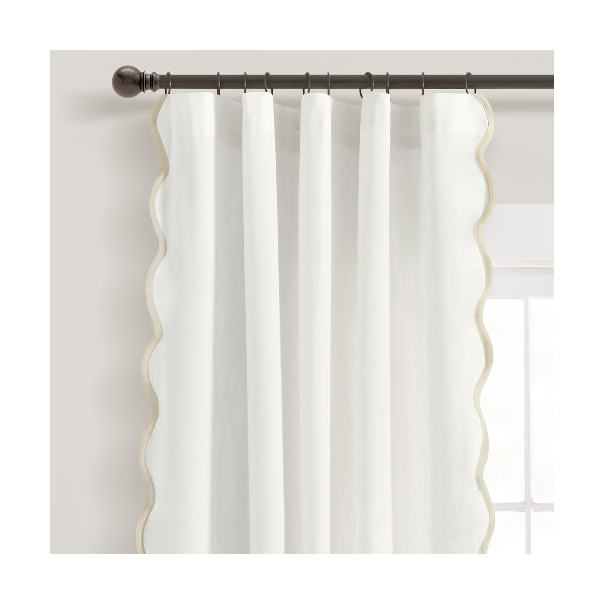 Coastal Chic Scallop Edge Window Curtain Panels Neutral/White 52X84 Set | Target
