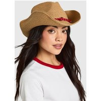 Rope Detail Straw Cowboy Hat, tan | PrettyLittleThing US